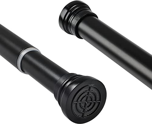 Extendable Shower Curtain Rods Spring Tension Poles Adjustable No Drill Curtain Rails for Shower Curtain, Windows, Door Curtain, Bathroom and Wardrobe 150-260cm Black