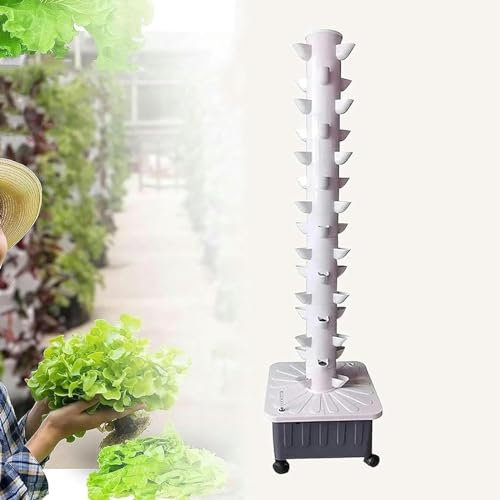 GLFNB GFF 45-Loch Hydroponic Pflanzturm Aquaponic Hydroponic Tower, Gas Gartenturm, Pflanzgefäß ohne selber gießen, mit Wassernachfüllpumpe