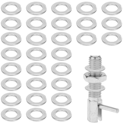 30 er Fitschenringe Edelstahl Set, Abgeflacht Fitschenringe Zimmertüren Unterlegscheiben Zubehör, 10 * 16 * 1mm Unterlegscheiben Tür scharnier, Silber Toroidal für Standard Zimmertür