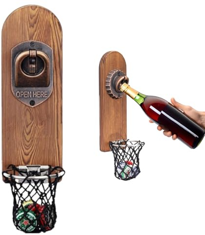 Flaschenöffner Wandmontage, Flaschenöffner Mit Auffangbehälter Für Kronkorken Wandhalterung, Wandflaschenöffner Mit Auffangbehälter Outdoor, Für Bar, Küche, Terrasse, Bier Geschenke Für Männer