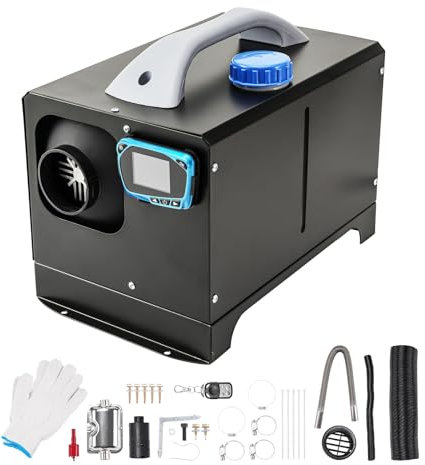 12 V 5 kW Dieselheizung All-in-One, Einloch-Autoheizung mit Fernbedienung und verbessertem digitalen Monitor für Auto, LKW, Boot, Bus, Wohnmobil und Anhänger, schwarzer quadratischer Diesel-Luftheiz