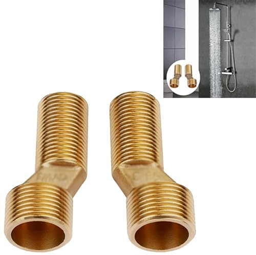 Alriedy 2-er Set Duscharmatur Adapter S-Anschluss—Badewannen-Wasserhahn-Adapter, Verstellbarer Schwenkarm,Für Wandarmaturen, 3/4 Zoll, 1/2 Zoll, Massives Messing (135mm~165mm Installation)