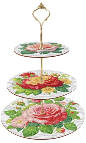 DCIDBEI Diamant Painting Présentoir à Gâteaux à 3 Niveaux 25x32cm Diamond Painting Support à Cupcakes Peinture par Numéros Plateaux à Biscuits Tour de Service pour Muffins aux Fruits et Cupcakes