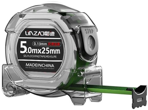 Metro a Nastro Fluorescente 10M Anti-Caduta | Doppio Lato Trasparente & Guscio ABS Resistente | Portatile con Clip Metallo per Artigiani/Decoratori