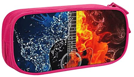 Federmäppchen mit Eis- und Feuer-Gitarre, Stifteetui mit Reißverschluss, blau, große Kapazität, Federmäppchen für Schule, Büro und Reisen, rose, Einheitsgröße, Taschen-Organizer