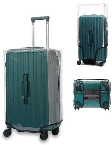 PUMHUBO 32 Inch Trunk Luggage Cover, Transparent PVC Suitacse Cover, Travel Waterproof Clear Luggage Protector Suitcase Cover