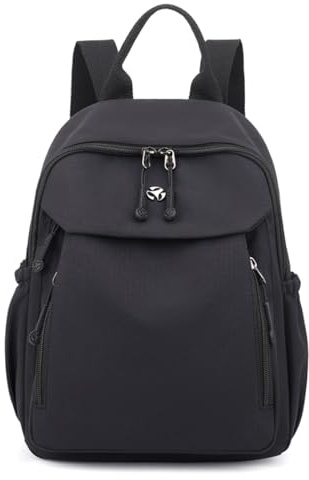 YANAIER Rucksack Damen Klein Modern Cityrucksack Tagesrucksack Schwarz | mit Vielen Fächern,Wasserdicht,Anti-Diebstahl, für Frauen Mädchen,für Reise Freizeit Einkauf Arbeit