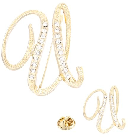 PATIKIL Brief Brosche Pins, Größen Buchstaben Strass Perle Broschen Set Metall Kristall Alphabet A-Z Reversnadel für Damen Schmuck Geschenk Anzug Kleidung Hut Kleid Mantel