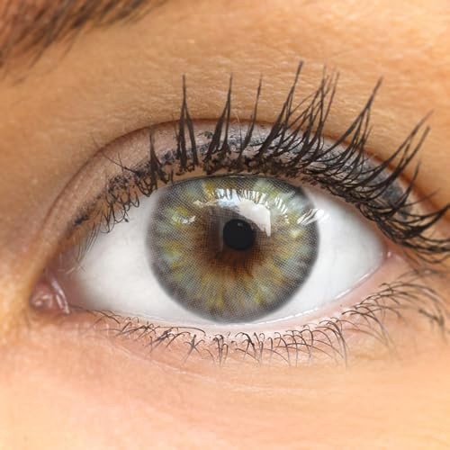 GLAMLENS lentillas de colores azules Avila Sky Blue + contenedor. 1 par (2 piezas) - 90 Días - Sin Graduación - 0.00 dioptrías - blandos - Lentes de contacto azul de hidrogel de silicona
