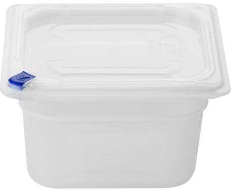 Hygiplas Click PP GN Food Container 1/6 with Lid & 7 Colour Clips 100mm 1.5Ltr (4 Pack) FZ097