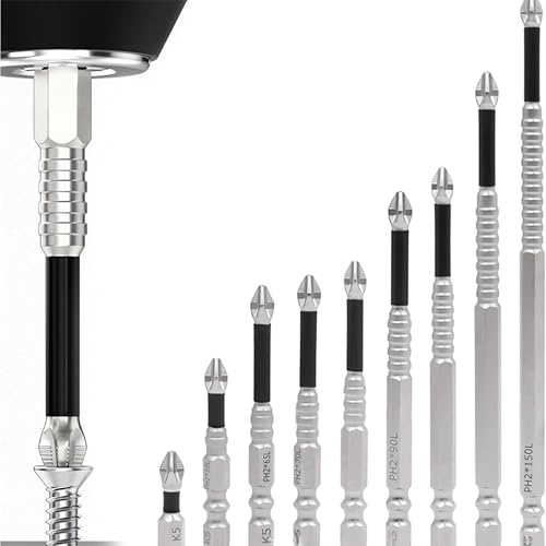 DSXVJHD High Magnetic Screwdriver Drill Bit Set, 25-150mm Anti-Slip Impact Driver Bits, 9pcs Universal Drill Bits for Electric Screwdrivers, Durable Magnetic Tips for Various Materials