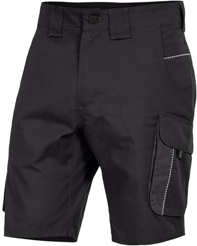 Leibwächter Arbeitsshorts Herren Dynamic Line, Sommer Arbeitshose Kurz Stretch, Robuste Cargo Hose mit Taschen, Handwerker Bermuda atmungsaktiv, Multifunktionshose mit Reflektoren