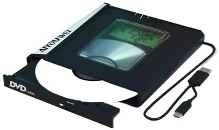 TIEOAXFT USB 3.0 Type-C DVD/CD Drive, High-Speed External DVD-RW Burner/Player for Desktop Computers and Laptops