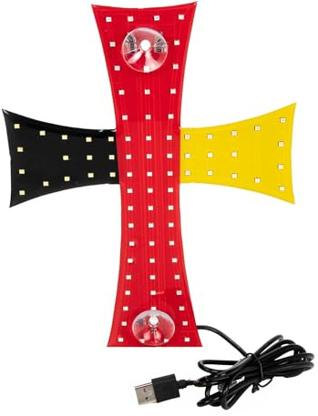 All Ride LKW LED Kreuz mit 84 weißen LEDs auf schwarz-rot-gold, Deutschland-Flagge, Trucker Innenbeleuchtung, inklusive 2 Saugnapfhalter, Anschluss USB-A Stecker