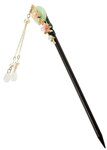 Healeved Palillos de Pelo Chinos de Madera y Jade para Mujer, Accesorios Retro para Decorar y Sujetar Moños, Ideales para Navidad y Día de San Valentín