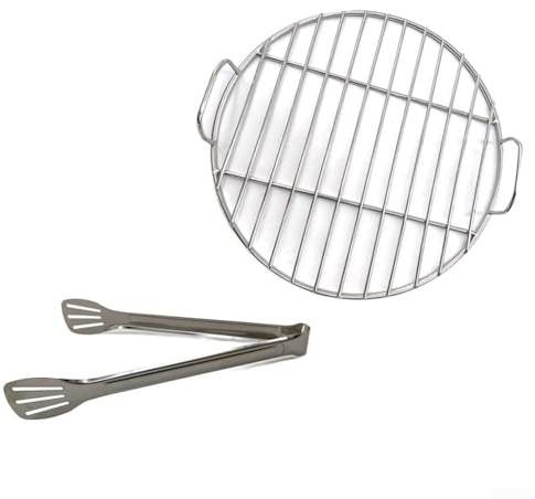 Parrilla redonda de acero inoxidable, parrilla antiadherente para barbacoa con clips, parrilla de cocina para reuniones familiares, cocina al aire libre (35 cm)