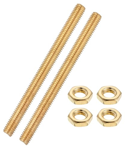 QUARKZMAN Messing Gewindestange M8x1,25x100mm mit Sechskantmuttern 2 Set | Rechtsgewinde Gewindestifte, Befestigungssatz für Möbel Maschinen Schrauben