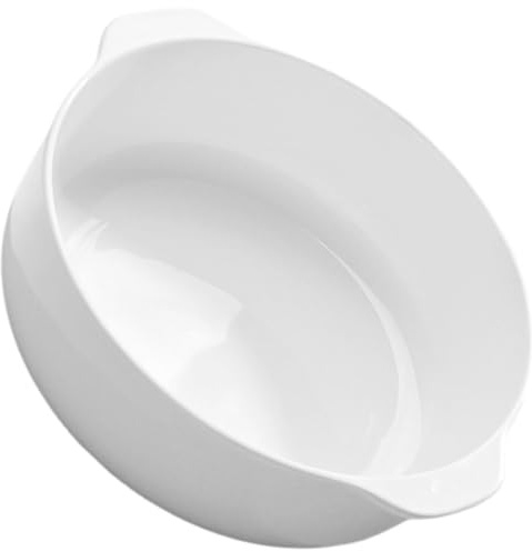 NUOBESTY Teglia in Ceramica Bianca 7 Pollici con Doppio Manico Ciotola Profonda per Insalata e Arrosti Resistente al Calore Adatta a Forno Microonde Congelatore e Lavastoviglie per