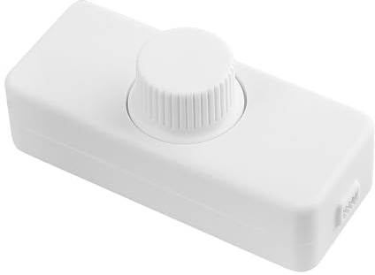 Cord Dimmers, Inline Dimmer Switch for LED Lights, 220V-240V Dimmable Switch with Rotary Contro, Suitable for Table Lamps, Pendant Lights, Incandescent and Halogen Bulbs – White, Style 2