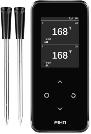 EIHO Wireless Bluetooth Meat Thermometer with 2 Ultra-Thin Probes, Smart Digital Food Thermometer 600FT Remote Range, Standalone Smart Base for Grill Smoker Roast Oven, Cooking Gifts