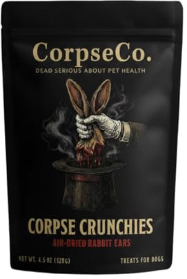 CorpseCo Air-Dried Dog Treats | Rabbit Ears | Single Ingredient, High Protein, Digestion Health, Premium Crunchy Snack | 100% Natural. 0% Alive. (4.5 oz)