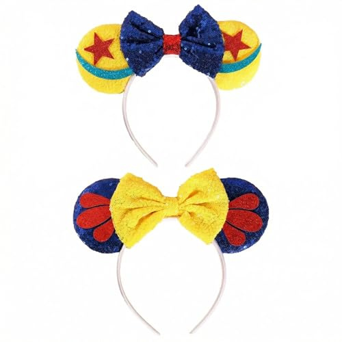 Enjoyaa 2 Pcs Mouse Ears Headbands Glitter Shiny Headband Fancy Dress Costume Head Band for Child Adults Girls Women Princess Party Decoration Cosplay Costumes