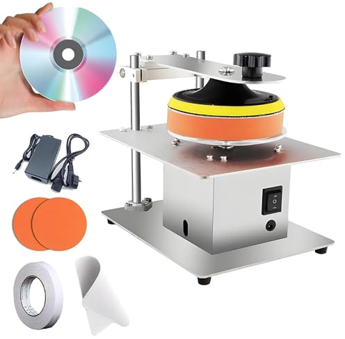 Disc Polishing Machine, 200W Disc Cleaning Equipment, 7-Speed Adjustment for Scratch Removal & Data Recovery, for CD Rental Store