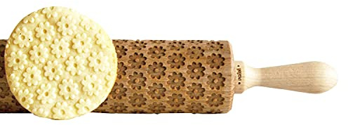 Holz Teigroller/Nudelholz mit Prägung Gänseblümchen/Daisy