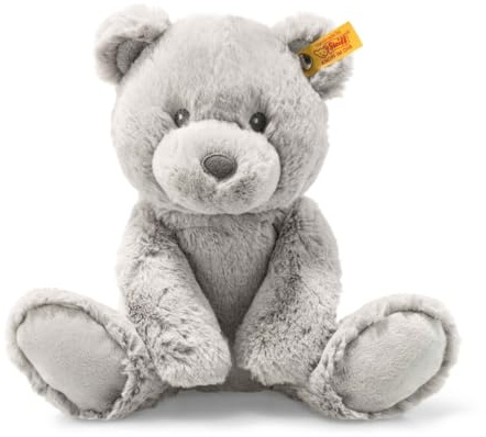 Steiff Kuscheltier Bearzy Teddybär, Süßes Stofftier, Jungen, Mädchen & Babys ab 0 Monaten, Friends, Plüschtier 28 cm, Hellgrau, 241543