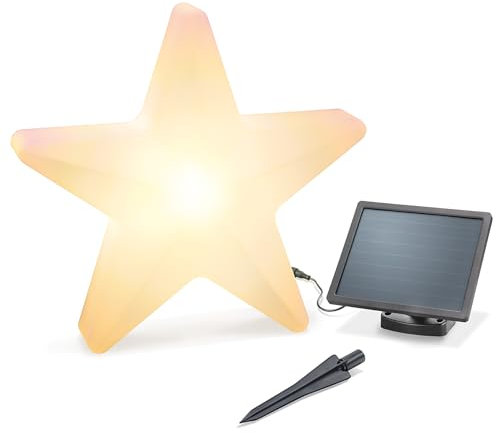 Esotec Solar 3D Weihnachtsstern XL, Leuchtstern 55 cm, Lichtfarbe umschaltbar warmweiß kaltweiß, Akku, Solarmodul 2W, Weihnachtsdeko, Garten Winterdeko, winterfest, wetterfest, außen 102121