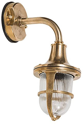 Premium Außenlampe Wand aus Messing rostfrei IP64 massiv Rillenglas rustikale Wandleuchte Haus Balkon