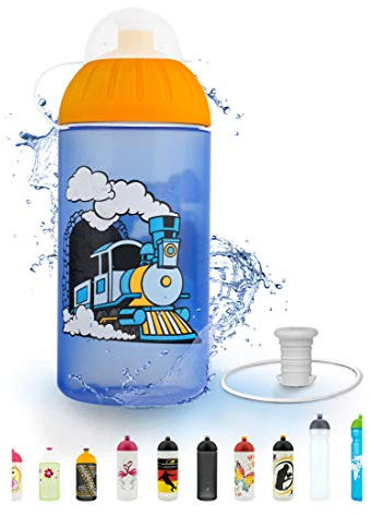 FreeWater Trinkflasche, 500 ml, Dampflok: schadstofffrei, spülmaschinengeeignet, auslaufsicher, langlebig