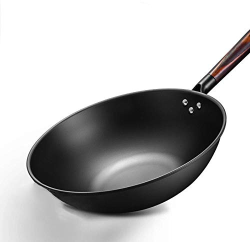 Wok Profesional Grande Antiadherente De Carbono De Inducción De Acero Al Carbono Seguro,Withoutcover-32cm