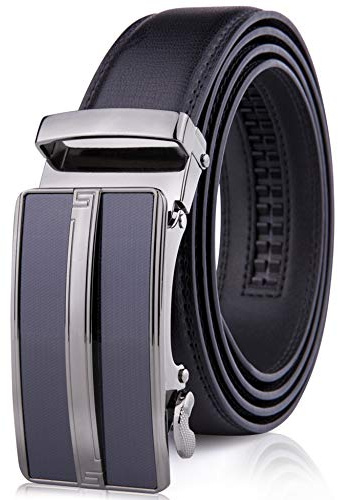 Access Denied Leather Ratchet Belts For Men - Mens Belt With Automatic Sliding Buckle For Suits, Jeans And Uniform - Designed In The USA