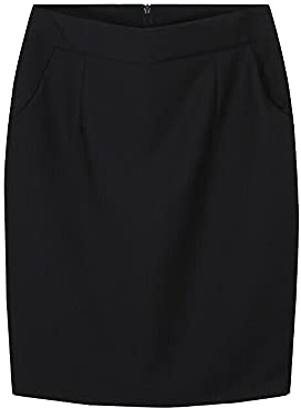 YM YOUMU Gonna da donna formale a matita al ginocchio con tasche per ufficio lavoro d'affari, nero, S