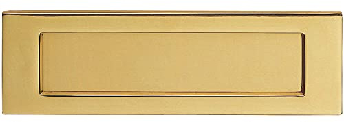 Inward Opening Letterbox Plate- 242mm Fixing Centres- 278 x 95mm- Polished Brass | Front Door Letterbox Plate Cover - Interior/Exterior Mailbox Tidy - Door Post Flap