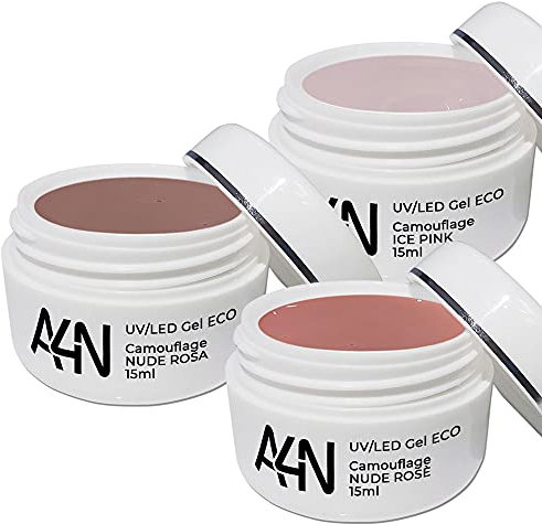 3 x 15ml Gel für Nageldesign UV/LED Gelsets Gelnägel Nagelgel Nagelmodellage Babyboomer UVGel Camouflage Gel (3er Camouflage Set)