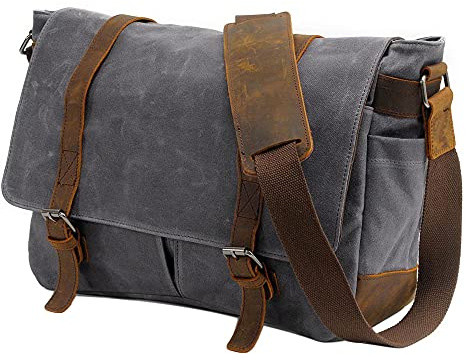 Neuleben Wasserdicht Kameratasche für DSLR Umhängetasche Vintage Groß Fototasche Canvas Leder Camera Bag Aktentasche