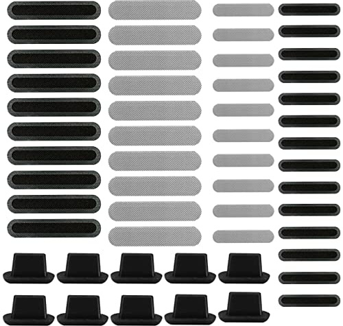 44 Pack Speaker Dustproof Stickers Protector with 10 Pcs Silicone Anti Dust Plugs Caps, Mesh Speaker Anti Dust Adhesive Cover Compatible with iPhone 16 15 14 13 12 Pro, 2 Sizes, 2 Colors