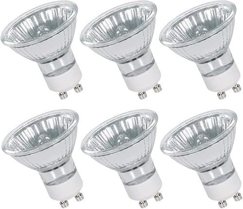Comyan GU10 Halogen Bulbs 50W 230V Halogen Spotlight Bulbs 450lm 2800K Warm White 40° Beam Angle 2 Pin GU10 Bulb Dimmable - 6Pack