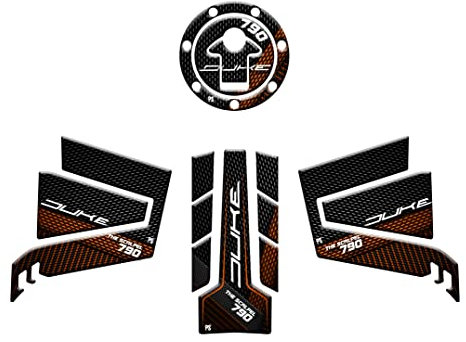 Paraserbatoio.it Kit 3D effect stickers Resinated tank protector compatible with KTM DUKE 790 THE SCALPEL - kit, tank cover, side guards - Color Orange v1