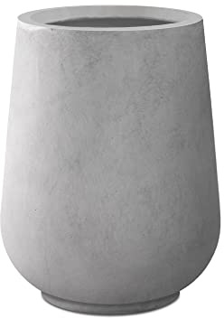 Kante Runde Beton-Pflanzgefäße mit Ablaufloch und Gummistopfen für Haus und Garten, Terrasse, Naturbeton, 35,6 cm hoch