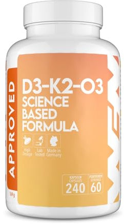 WFN Approved D3-K2-O3 - Vitamin D3 + K2 + Omega 3 - K2VITAL All-Trans K2 MK-7 - Hochdosierte Fischöl Kapseln in Triglycerid-Form - Bioverfügbares D3 - Produziert & laborgeprüft in Deutschland