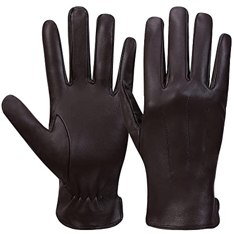 MGGMOKAY Herren Lederhandschuhe Kaschmir gefüttert