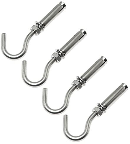 TAODAN 4 Stück M8 offene Schraubhaken 304 Edelstahl Expansionsschraube mit Haken
