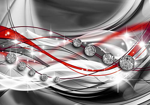 wandmotiv24 Fototapete Diamant Rot, 300 x 210 cm - selbstklebende Strukturtapete, Wanddeko, Wandbild, Wandtapete, Schwarz, Grau, Abstrakt M1528