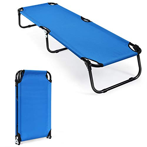 GIANTEX Letto Pieghevole per Campeggio, Letto Portatile con Base in Metallo per Interni ed Esterni, Capacità di Carico di 150 kg per Viaggi, Escursionismo, Pesca, 192x56x31cm