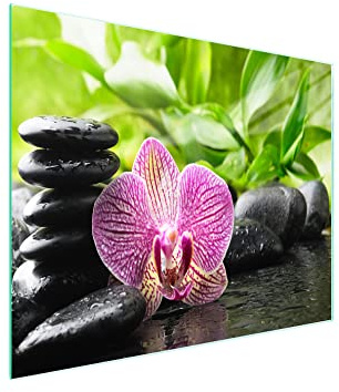 DarHaus Herdabdeckplatte Einteilig 52x30 cm Ceranfeld Abdeckung Glas Spritzschutz Abdeckplatte Glasplatte Herd Ceranfeldabdeckung Deko Schneidebrett Gehärtetes Glas Orchidee Violett