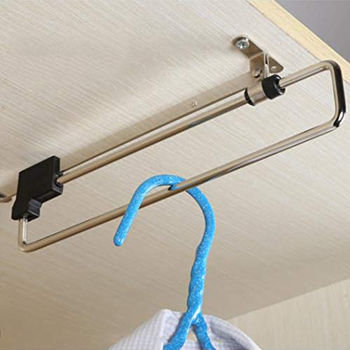 Adjustable Retractable Closet Valet Rod - Extending Rail Pull Out Hanger - Telescopic Clothes Rod for Hanging Clothes (12 Inch/30 cm)