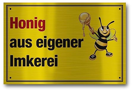 Apoidea – Honig aus eigener Imkerei Schild aus Aluminium - gebürstet | Bienen Schild - Imkereibedarf - Bienenzubehör und Imkerzubehör - Imkerbedarf